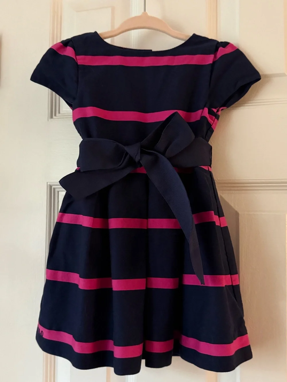 Ralph Lauren Navy and Pink Striped Dress - 9m